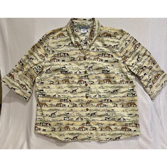 Unique Stonebridge🐆🦒🦓Safari Animal Print Button-Up Women’s Shirt-Plus Size 2x - Picture 1 of 13